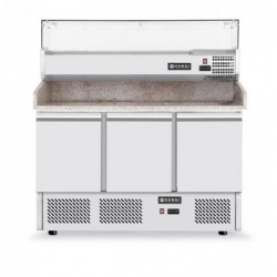 Stół chłodniczy do pizzy 3-drzwiowy z nadstawą i blatem roboczym Arktic Hendi 232033