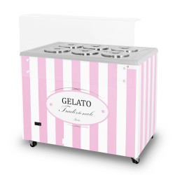 Dystrybutor do lodów | witryna do lodów | konserwator | retro | 6 tub | okrągłe kuwety | 1063x670x895 mm | GELATO POZETTI 6 