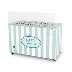 Dystrybutor do lodów | witryna do lodów | konserwator | retro | 8 tub | okrągłe kuwety | 1283x670x895 mm | GELATO POZETTI 8 