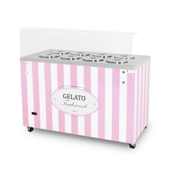 Dystrybutor do lodów | witryna do lodów | konserwator | retro | 8 tub | okrągłe kuwety | 1283x670x895 mm | GELATO POZETTI 8 