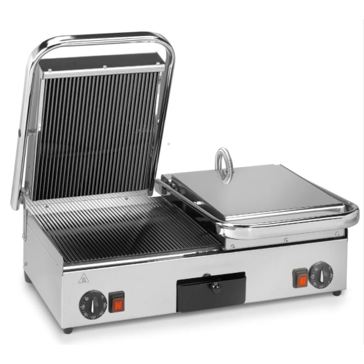 Kontakt grill panini | opiekacz ceramiczny | podwójny | ryflowana góra i dół | 3 kW | 640x480x210 | RQ17062