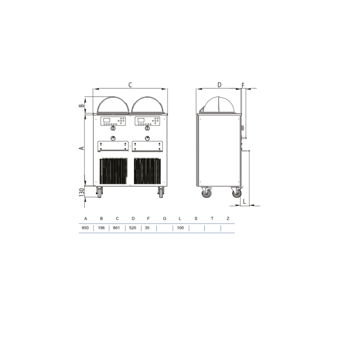Maszyna do produkcji lodów na żywo freezer 2*15L/h 2*4kg/cykl GELATO LIVE SHOW GLS1