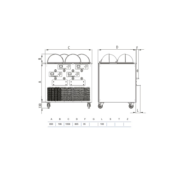 Maszyna do produkcji lodów na żywo freezer 4*15L/h 4*4kg/cykl GELATO LIVE SHOW GLS4