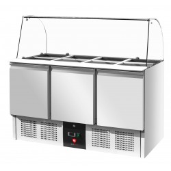 Stół chłodniczy sałatkowy z nadstawą szklaną | 3-drzwiowy | RQS903CG