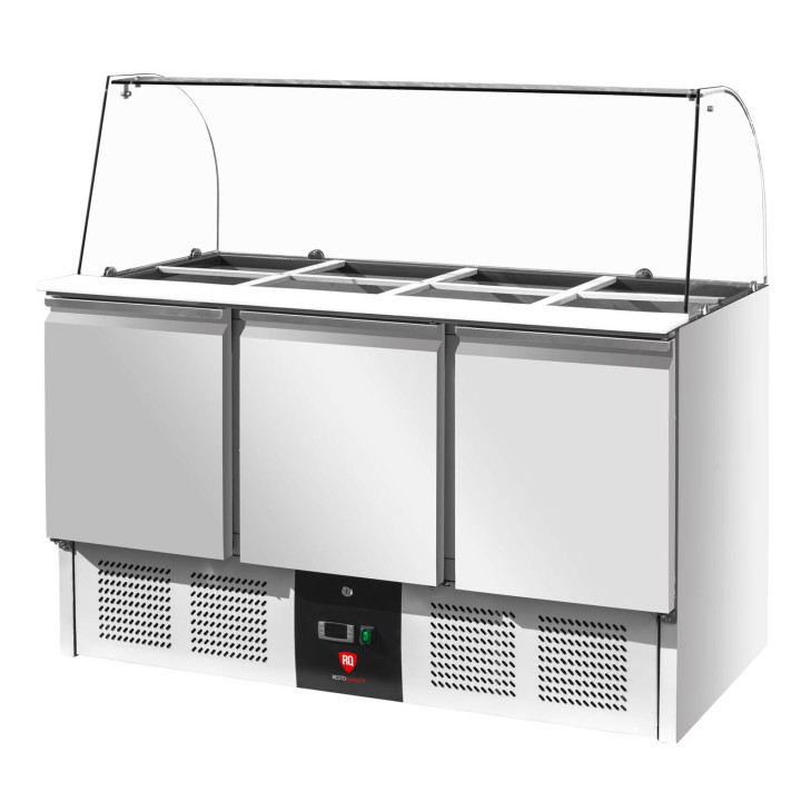 Stół chłodniczy sałatkowy z nadstawą szklaną | 3-drzwiowy | RQS903CG