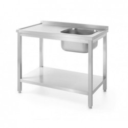 Stół z jednym zlewem z półką - prawy - skręcany 1000x600x850