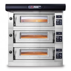 Elektryczny piec trzykomorowy P80 z okapem i bazą Moretti Forni MFP80T