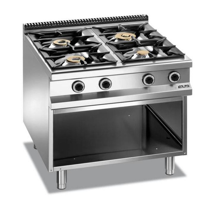 Kuchnia gazowa 4-palnikowa, na podstawie z trzech stron zamkniętej, Magistra Plus 900 