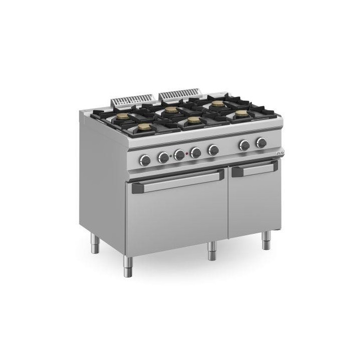 Kuchnia gazowa 6-palnikowa z piekarnikiem elektrycznym statycznym GN 2/1 i dodatkową szafką Magistra Plus 700 Wariant podstawowy