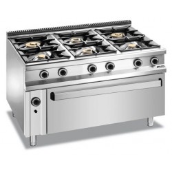 Kuchnia gazowa 6-palnikowa z piekarnikiem gazowym MAXI oraz grillem elektrycznym Magistra Plus 900