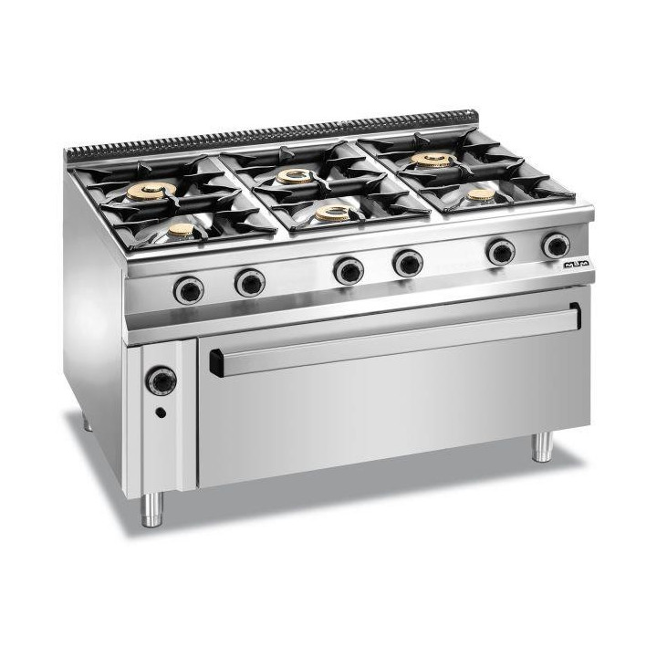 Kuchnia gazowa 6-palnikowa z piekarnikiem gazowym MAXI oraz grillem elektrycznym Magistra Plus 900