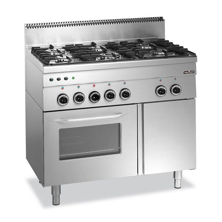 Kuchnia gazowa 6-palnikowa z piekarnikiem gazowym, statycznym i dodatkową szafką Minima 600