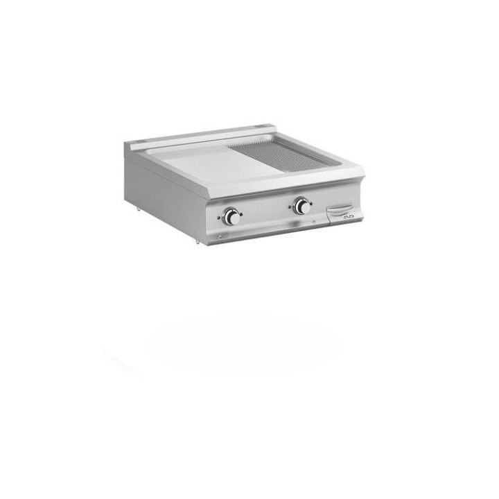 Płyta grillowa elektryczna 2/3 gładka 1/3 ryflowana chromowana podwójna nastawna linia Domina Pro 900