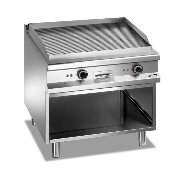 Płyta grillowa elektryczna, na podstawie z trzech stron zamkniętej  800x900 - ryflowana, Magistra Plus 900