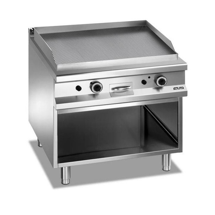 Płyta grillowa gazowa, na podstawie z trzech stron zamkniętej  800x900 - ryflowana, Magistra Plus 900