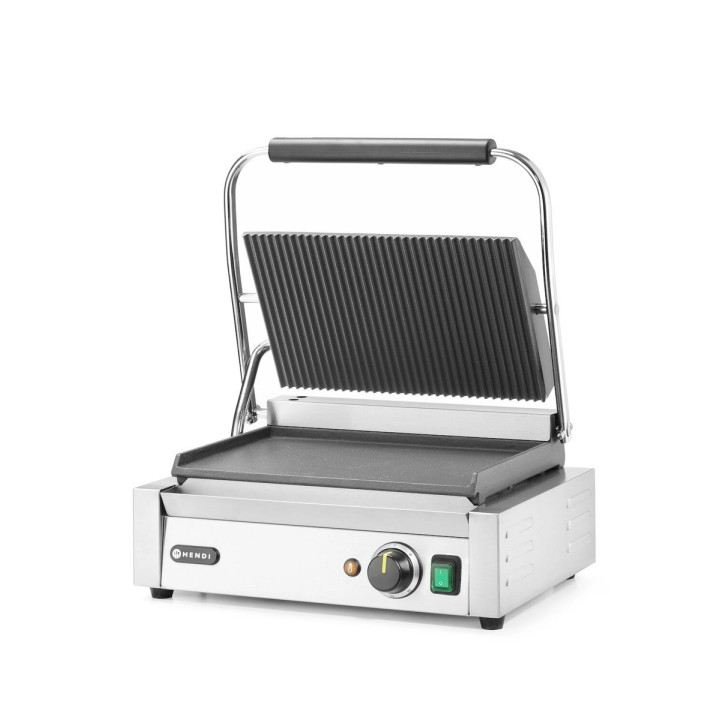 Grill kontaktowy Panini, HENDI, góra ryflowana, dół gładki, 230V/2200W, 430x370x(H)514mm