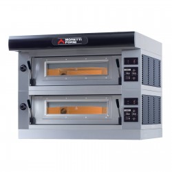 Moretti Forni - elektryczny dwukomorowy piec do pizzy AMALFI B z okapem i bazą 12*30cm