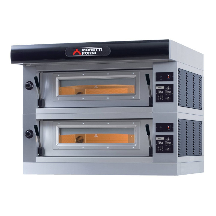 Moretti Forni - elektryczny dwukomorowy piec do pizzy AMALFI B z okapem i bazą 12*30cm