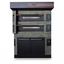 Piec dwukomorowy S125 Icon z okapem i komora rozrostu nawilżaną H900mm  Moretti Forni MFSI125DLH