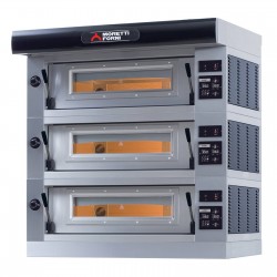 Elektryczne wielopoziomowe piece do pizzy AMALFI B piec trzykomorowy z okapem i bazą