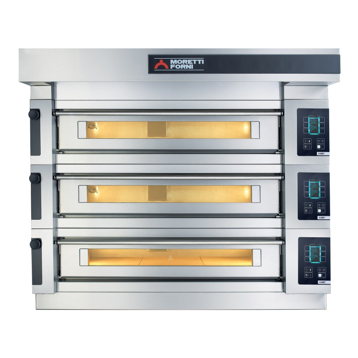 Wielokomorowy elektryczny piec do pizzy i piekarniczy S125E piec trzykomorowy z okapem i bazą