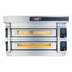 Wielokomorowy elektryczny piec do pizzy i piekarniczy S100E piec dwukomorowy z okapem i bazą