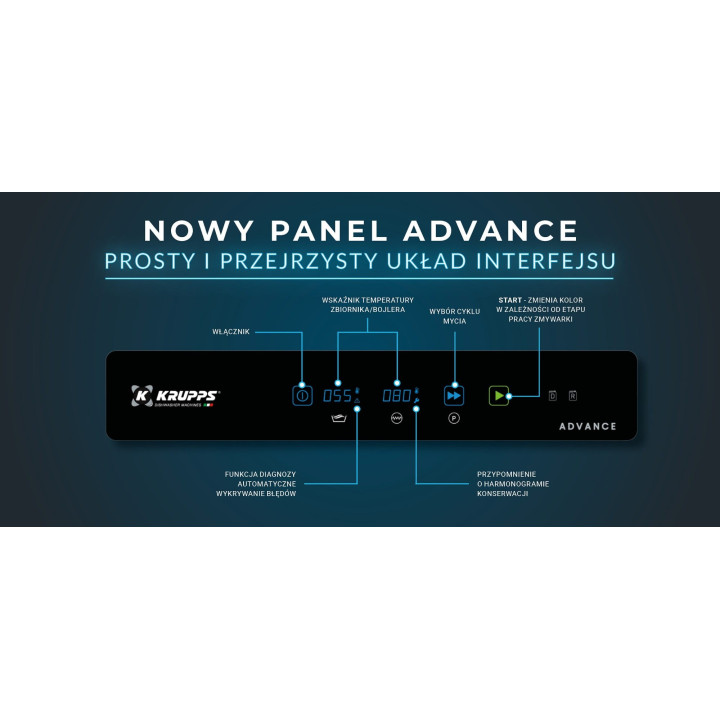 Zmywarka do szkła i talerzy | kosz 500x500 | opcja systemu podwójnych koszy | 230V | KRUPPS CUBE LINE C537E | panel elektronic