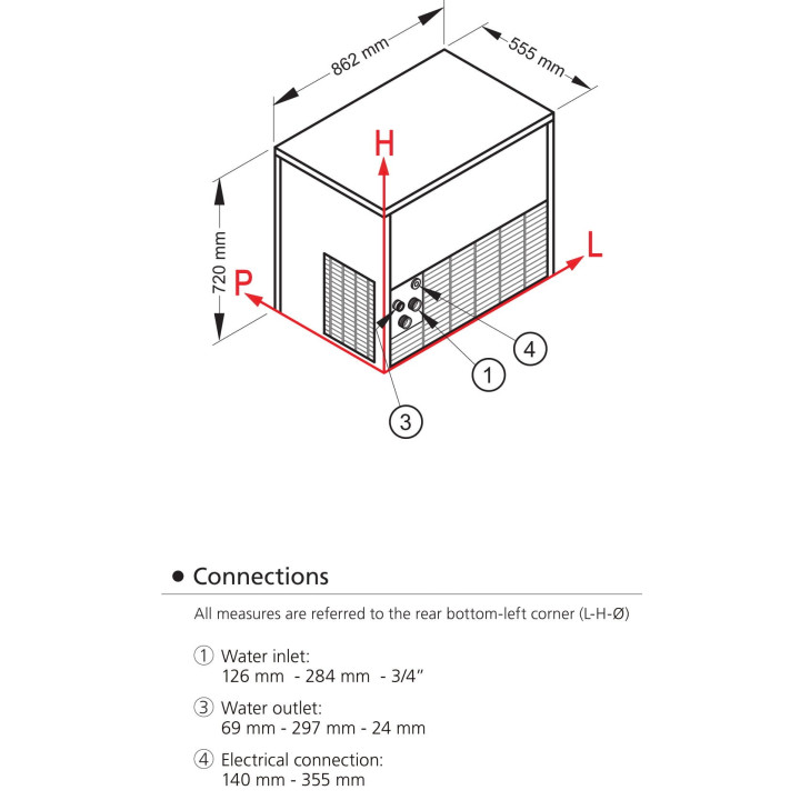 Kostkarka | Wytwornica do lodu Frozen Dice | 155 kg/24h | system chłodzenia wodą | CM350W