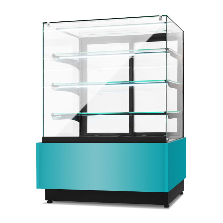 Witryna cukiernicza chłodnicza Dolce Visione Premium 1300 | podświetlany cokół | 1300x670x1300 mm