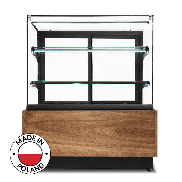 Witryna cukiernicza chłodnicza Dolce Visione Breve Premium 900 | podświetlany cokół | wersja obniżona | 900x670x1110+/-10 mm