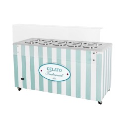 Dystrybutor do lodów | witryna do lodów | konserwator | retro | 10 tub | okrągłe kuwety | 1503x670x895 mm | GELATO POZETTI 10 PA