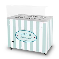 Dystrybutor do lodów | witryna do lodów | konserwator | retro | 6 tub | okrągłe kuwety | 1063x670x895 mm | GELATO POZETTI 6 PAST