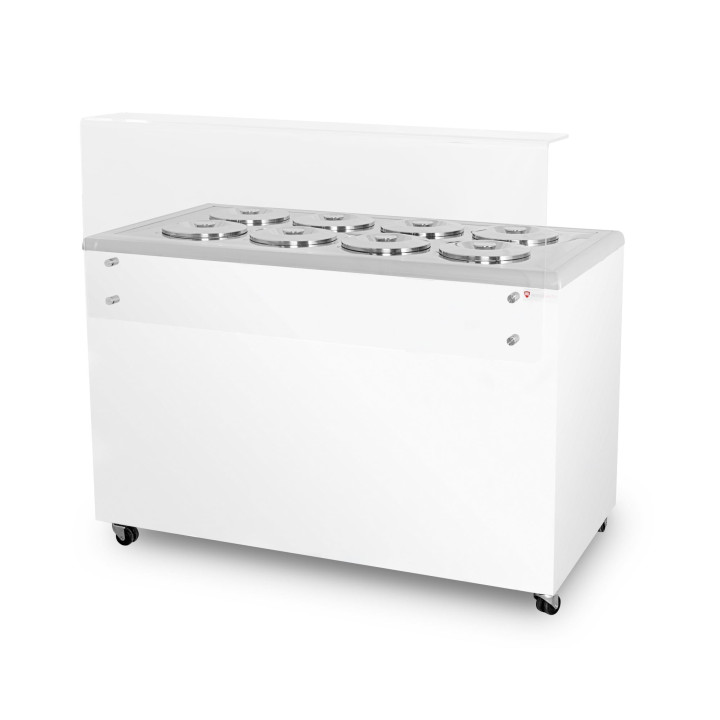 Dystrybutor do lodów | witryna do lodów | konserwator | retro | 8 tub | okrągłe kuwety | 1283x670x895 mm | GELATO POZETTI 8