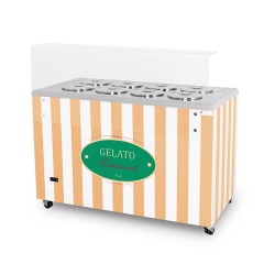 Dystrybutor do lodów | witryna do lodów | konserwator | retro | 8 tub | okrągłe kuwety | 1283x670x895 mm | GELATO POZETTI 8 BEIG