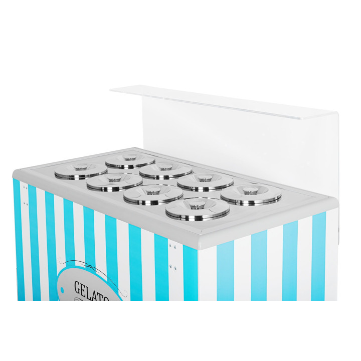 Dystrybutor do lodów | witryna do lodów | konserwator | retro | 8 tub | okrągłe kuwety | 1283x670x895 mm | GELATO POZETTI 8 BLUE