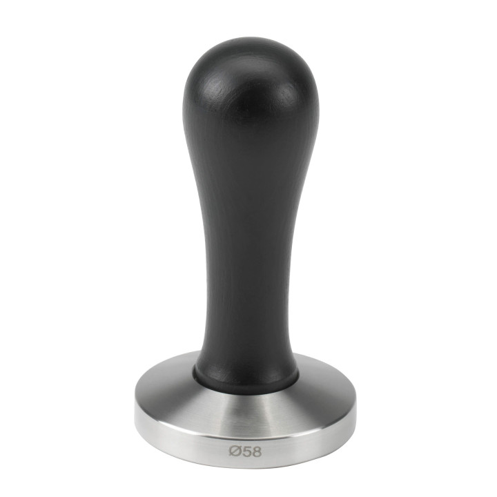 Tamper | ubijak do kawy | stal nierdzewna | czarna drewniana rączka | 58 mm | HEBBF58