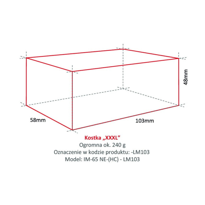 Kostkarka do lodu Hoshizaki IM-65NE-HC-LM103 | 39 kg/24h | chłodzona powietrzem | kostka prostopadłościan XXXL | 103x58x48 mm