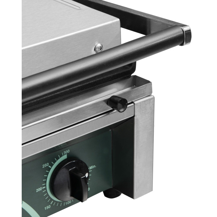 Grill elektryczny kontaktowy panini szeroki RN102 | 2 płyty ryflowane