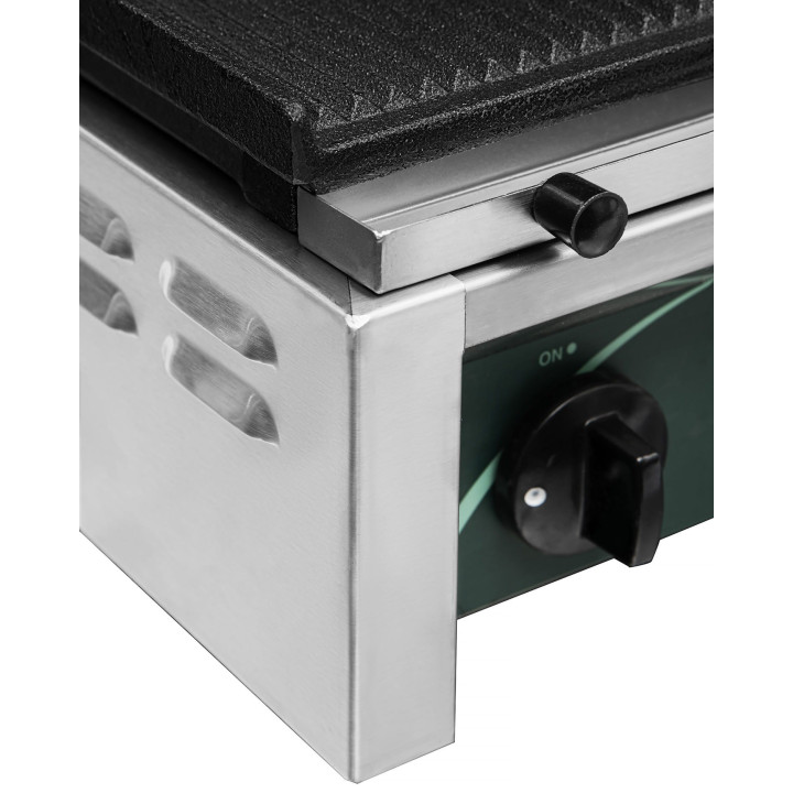 Grill elektryczny kontaktowy panini szeroki RN102 | 2 płyty ryflowane