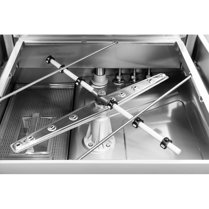 Zmywarka kapturowa RQ1000 B DD | 500x500 | sterowanie elektromechaniczne | pompa spustowa | 675x675x1440 mm | 11,1 kW