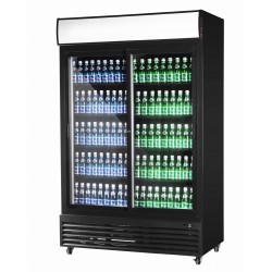 Szafa chłodnicza przeszklona RQ1100SL-BLACK | 1000l | drzwi przesuwne | czarna (SD1001SL)