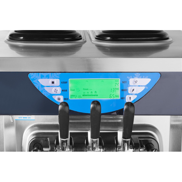 Maszyna do lodów włoskich | automat do lodów soft | 2 smaki + mix | nocne chłodzenie | niebieska | 2x6l