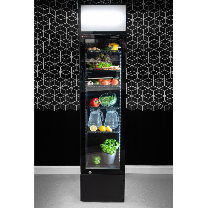 Szafa chłodnicza przeszklona RQ216-BLACK | 160 l | 390x475x1880 mm |