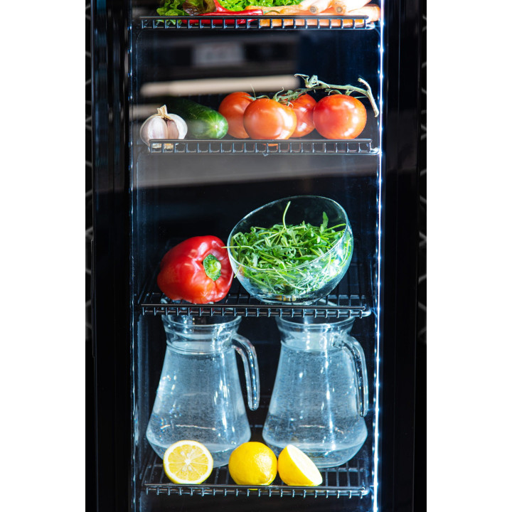 Szafa chłodnicza przeszklona RQ216-BLACK | 160 l | 390x475x1880 mm |