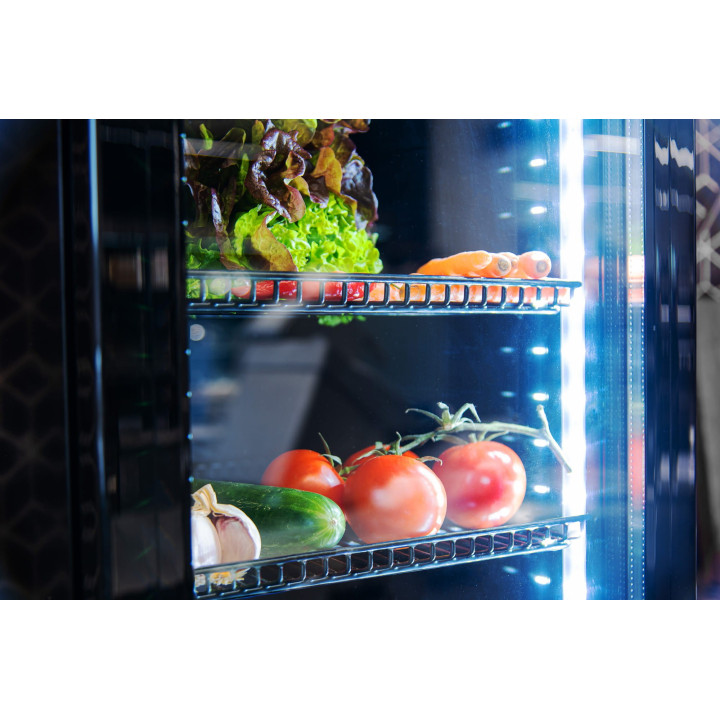 Szafa chłodnicza przeszklona RQ216-BLACK | 160 l | 390x475x1880 mm |