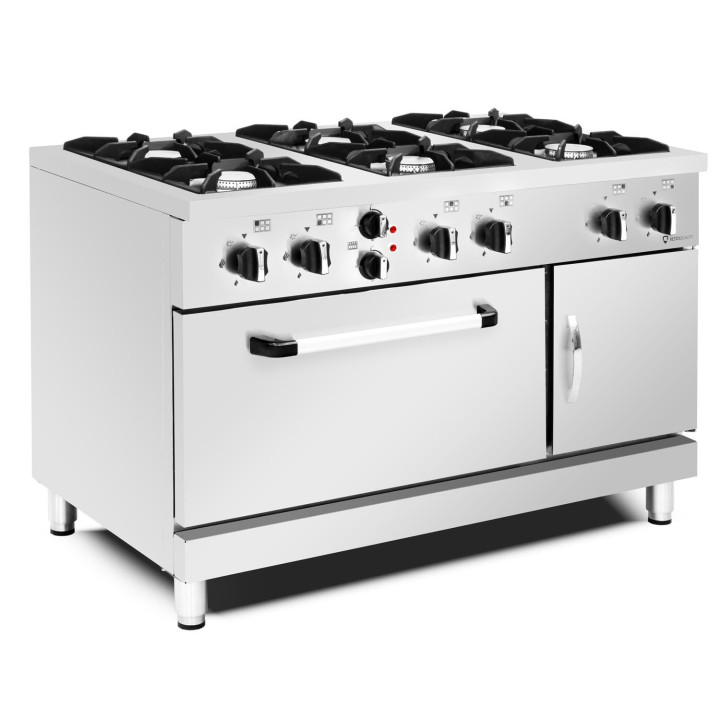 Kuchnia gazowa z piekarnikiem elektrycznym | 6-palnikowa | 37,4 kW | 1200x700x830 mm