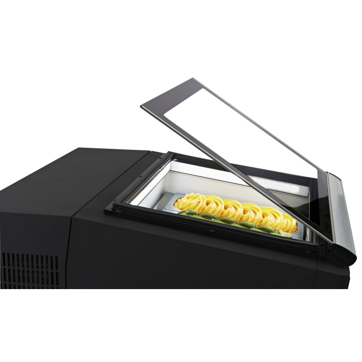 Witryna do lodów | ekspozycyjna | 3 kuwety 360x165x120 mm | led | czarna | RQ92010