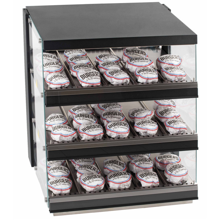 Podgrzewacz do burgerów | witryna grzewcza | trzy półki | 1,74 kW | 800x739x952 mm