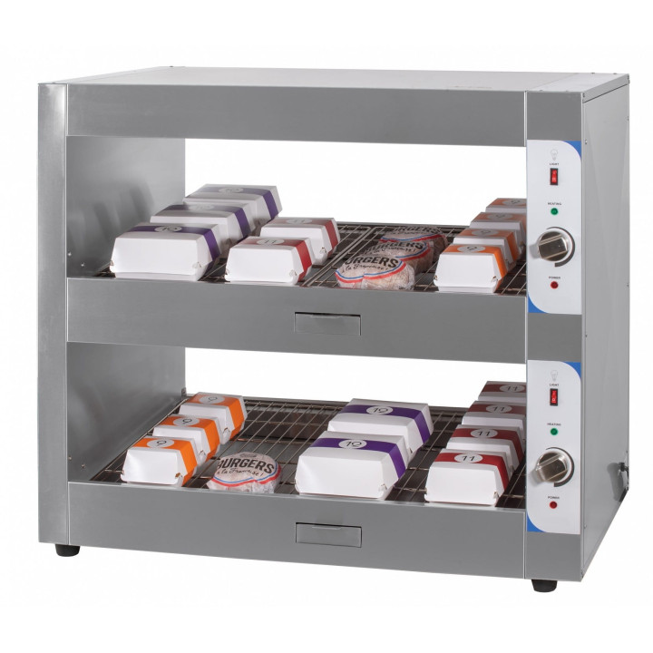 Podgrzewacz do burgerów | witryna grzewcza | dwie półki | 2 kW | 1000x600x900 mm