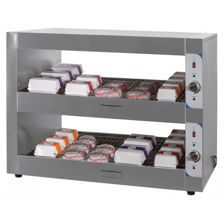 Podgrzewacz do burgerów | witryna grzewcza | dwie półki | 2 kW | 1200x600x900 mm